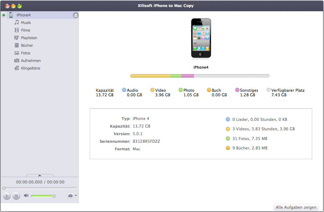 Xilisoft iPhone to Mac Copy - iPhone Datei auf Mac kopieren